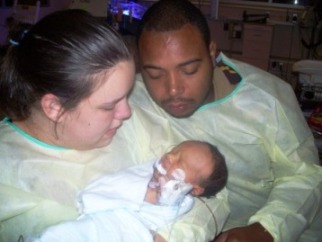 Cassie Sheffied with her fiance and their son, Noah Caiden Brown